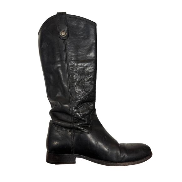 FRYE WOMENS BLACK LEATHER RIDING BOOT GUC SIZE 8 - Picture 2 of 8